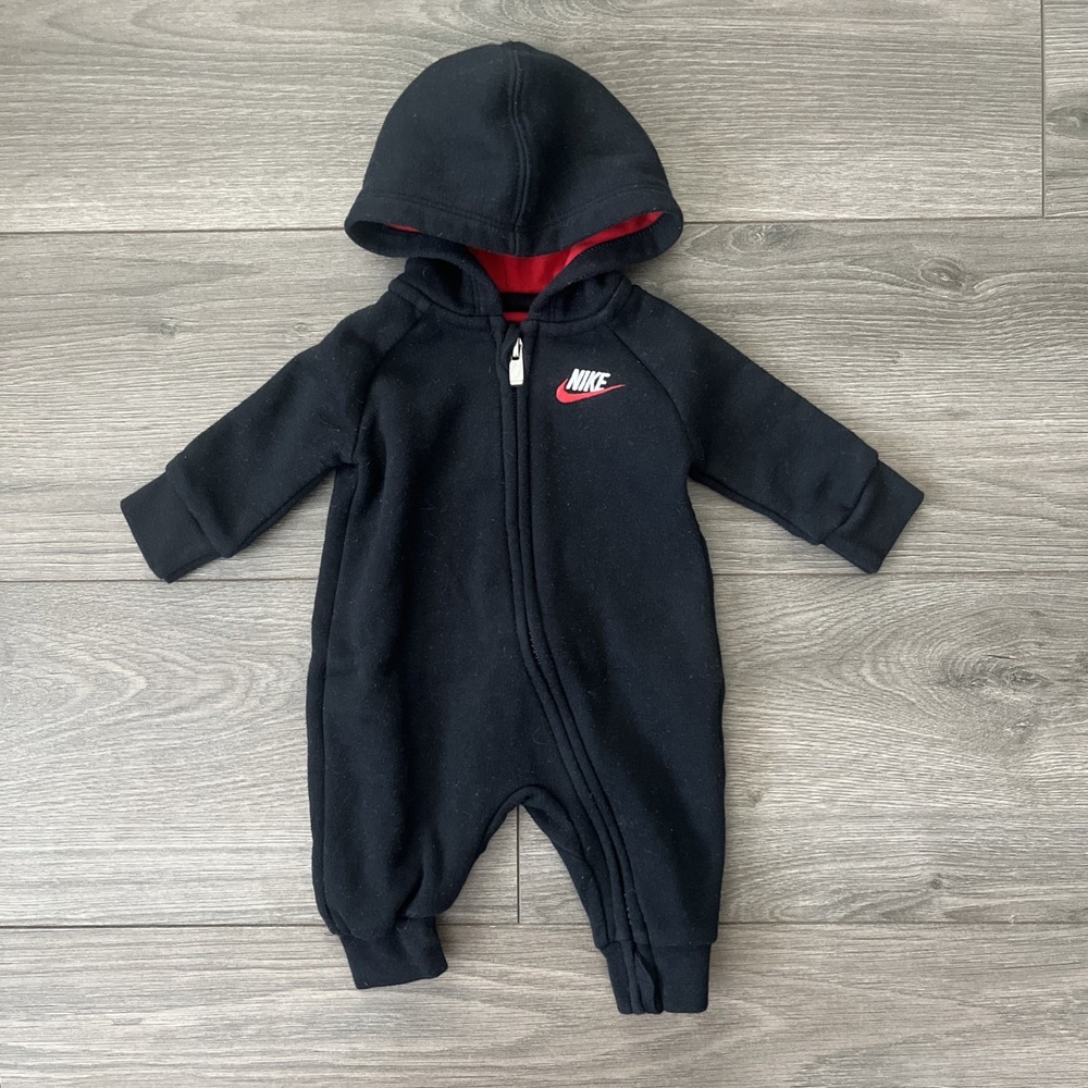 Nike Newborn 50-56 Cm One Piece Bodysuit Black Zip Up